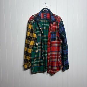 GAP Patchwork Plaid Flannel Shirt XL Multicolor Vintage Style Streetwear